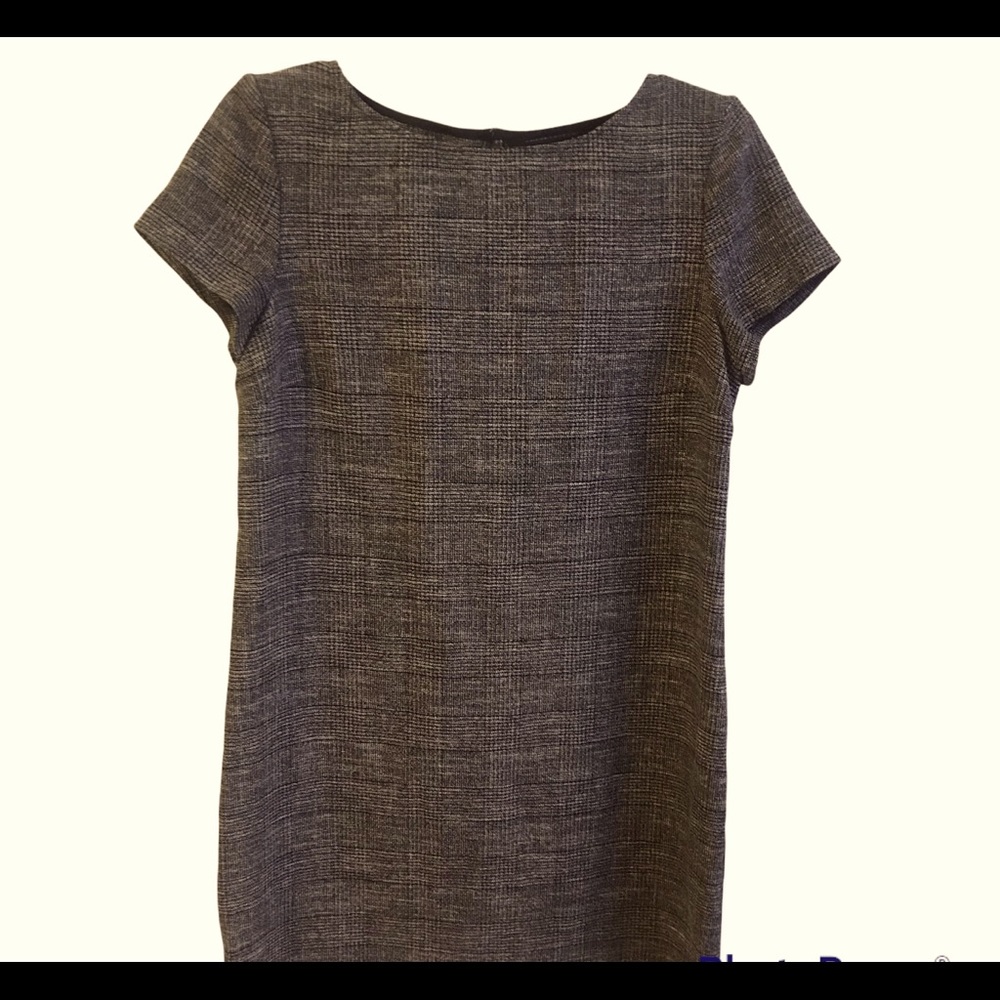 Zara Woman Gray Tweed Gingham Short Sleeve Dress Size Small
